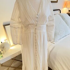 Anthropologie Ebba White Eyelet Button-Down Dress